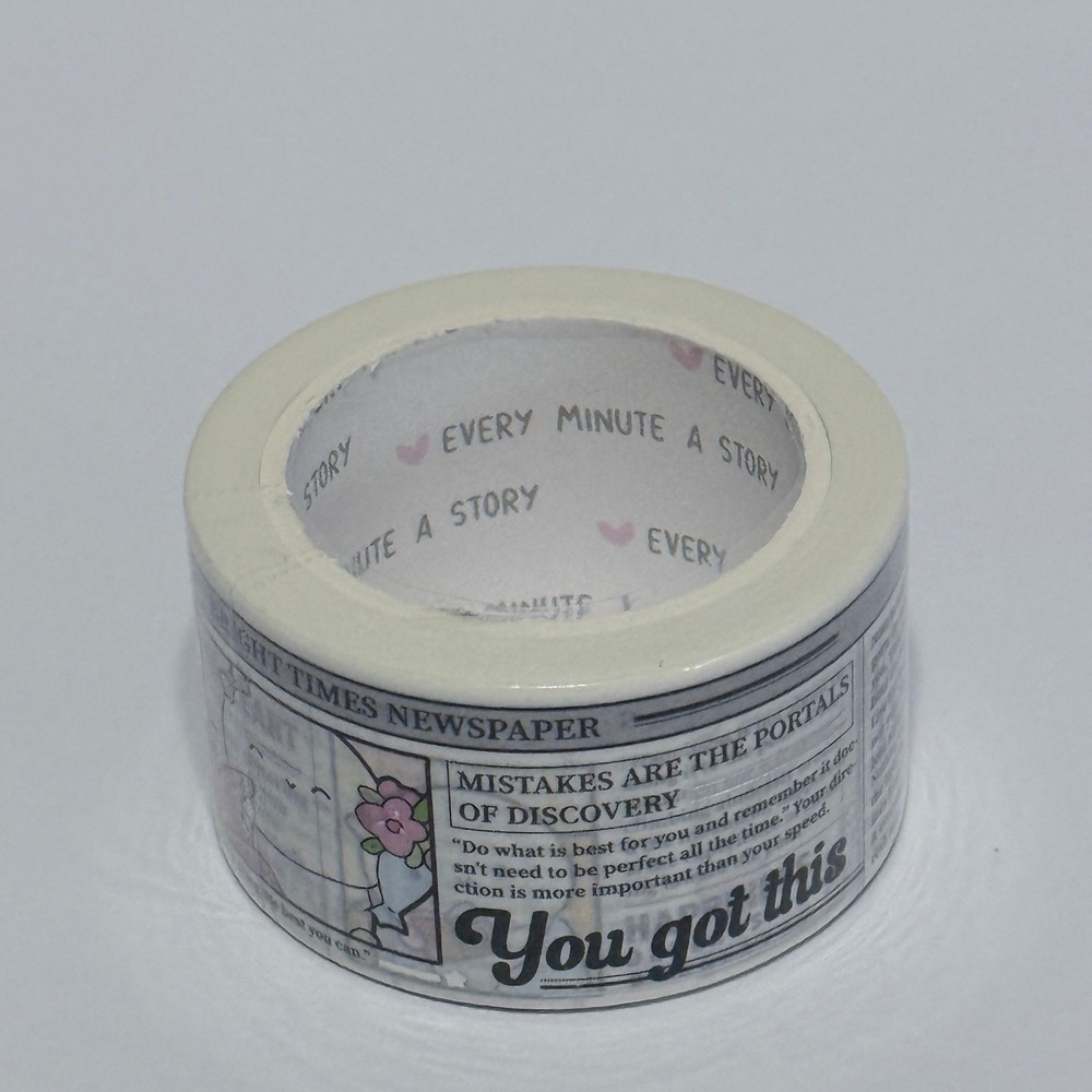 EMAS Bright Times Beanie wide washi Vol.2, newspaper NEW - Picture 2 of 2